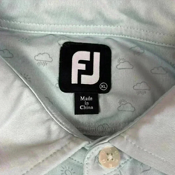 FootJoy Men's XL Polo Cloud Sun All Over Print Performance Stretch Light Blue - Picture 3 of 11